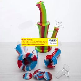 Silicone Water Pipe W/ Double Philtres Glass Bowl 8.3 Inches Glass Bong Water Pipe Dab Oil Rigs Bowls Unbreakable Tool 489