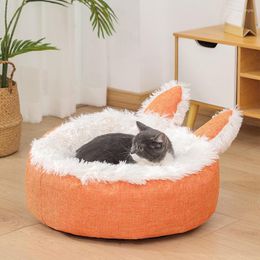 Cat Beds Style Pet Dog Bed Round Plush Warm House Wrapped Pad Soft Long For Small Dogs Cats Nest