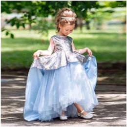 Girl Dresses Sparkly Sequin Tank Asymmetric Length Without Sleeves Flower Infant Kids Princess Birthday Party Custom Made