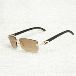 designer sunglasses sunglasses for women Vintage Rhinestone Black White Buffalo Horn Rimless Men Wood Glasses Metal Frame Shades for Outdoor Club EyewearKajia