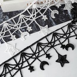 Black White Trim Stars Moon Roll Water Soluble Lace Lace Garment Accessories Decorated Diy Neckline Sleeve Fabric Width 10CM 1223043