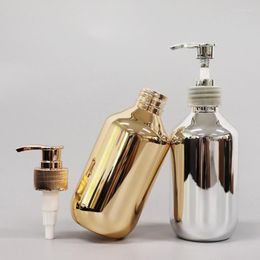 Storage Bottles 300ml Hand Soap Dispensers Gold Chrome Plastic Liquid Round Bathroom Accessories