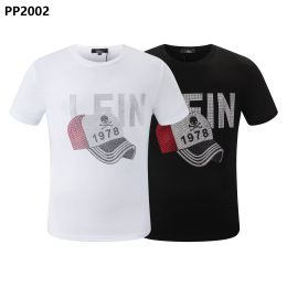 PP Fashion Men 039;s Designer slim fit Casual rhinestone Short Sleeve Round Neck shirt tee Skulls Print Tops Streetwear collar Polos M-xxxL P2002