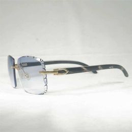 20% off for luxury designers Vintage Black White Horn Oversize Rimless Diamond Cutting Men Wood Glasses Retro Shades for Summer Club Eyewear