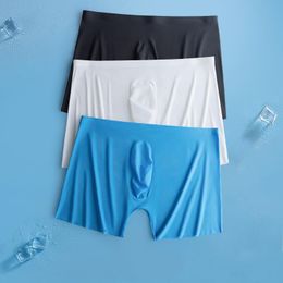 Underpants Pcs Naked Feel Men Ice Silk Underwear Thin Sexy Transparent Mesh Boxer Shorts Plus Size Male UnderpantsUnderpants