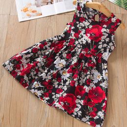 Girl Dresses Girl's Girls Summer Dress Floral Rose Princess Sleeveless Baby Party Christmas For 2-6years Clothes