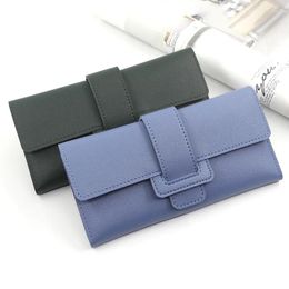 Wallets For Women Long Buckle Simple Female Three-fold Clutch Bag Coin Purses Ladies Drawstring Multi-card Pocket Card