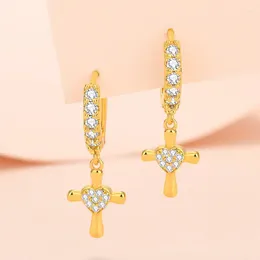 Dangle Earrings 2023 S925 Sterling Silver Charm Cross Heart Zircon For Women Fashion Wedding Party Gift Jewelry
