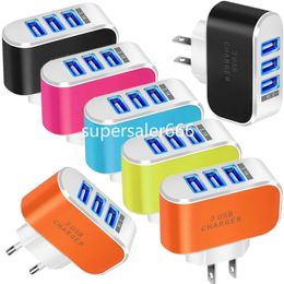 5V 3.1A 3 Usb Ports Eu US Ac Home Wall Charger Power Adapter plug For Samsung s22 S23 htc iphone 12 13 14 15 S1