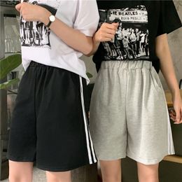 Womens Shorts Five Points Sport Women Summer Loose Wide High Waist biker Casual Black Gray Striped Short Pants Oversized 230404