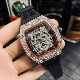 New watch Hot Diamond luxury designer Tonneau women's waterproof watch large dial steel case rubber belt sports watch