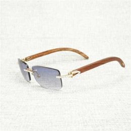 Women's Luxury Designer Vintage Rhinestone Black White Buffalo Horn Rimless Men Wood Metal Frame Shades for Outdoor Club Eyewear