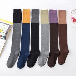 Women Socks Thickening Stockings Knee Sexy Thigh High Long Ladies Sock Fashion Two-color Stitching Casual Warm Solid Thick Sox