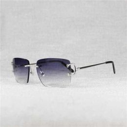 Women's Luxury Designer Rhinestone Wire Rimless Oval Men Stone Metal Frame Square Shades for Women Summer Club Oculos Eyewear