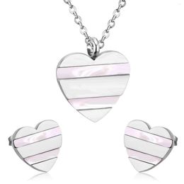 Necklace Earrings Set LUXUSTEEL Wedding Stainless Steel Love Heart Pendant Lovers Jewlry Gift Bridal Colalrs Choker Accessories