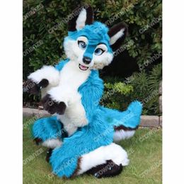 Blue Fox Dog Husky Wolf Mascot Costumes Halloween Cartoon Character Outfit Suit Xmas Outdoor Party Outfit Unisex Promotional Advertising Clothings