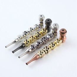 Colourful Metal Alloy Hand Pipes Portable Skull Removable Dry Herb Tobacco Caps Philtre Silver Screen Spoon Bowl Innovative Handpipes Smoking Cigarette Holder DHL