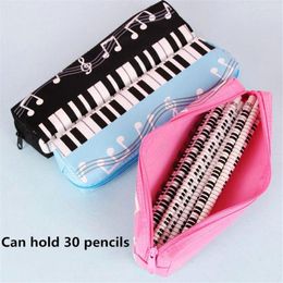 Creative Musical Note Piano Stationery Pouch Student Pencil Case Square Single Layer Oxford Cloth Pen Bag For Girls Boy