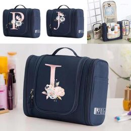 Cosmetic Bags Women Man Pink Flower Wash Set Organiser Travelling MakeUp Case Foldable Storage Bag Hanging Toiletry