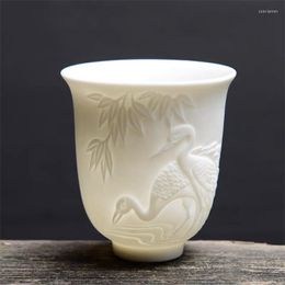 Cups Saucers Ceramic Dragon Phoenix Teacup Zen Jade Porcelain Water Mug Creative Embossed Small Tea Bowl Birthday Gifts Master Cup Drinkware