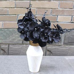 Decorative Flowers Artificial Flower Black Phalaenopsis String Simulation Silk Orchid Home Wedding Christmas Decor Fake Garden Arrangement