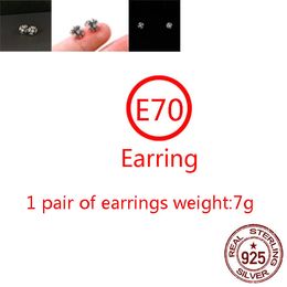 E70 S925 Pure Silver Ear Studs Personalised Classic Punk Hip Hop Style Cross Flower Diamond Earrings Jewellery Design Gift for Lovers