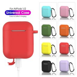 Silicone Earphone Cases Headset Accessories For Apple Airpods 1/2 Protective Bluetooth Wireless Earphone Cover For Apple Air Pods Box With Buckle with pp package