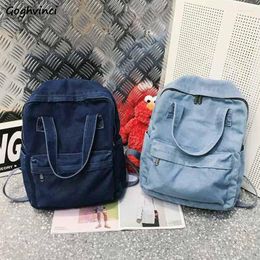 Backpack Backpacks Unisex Students Preppy Style Large Capacity Retro Denim Korean Couple All-match Rucksack Travel Portable Bags