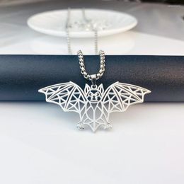 Chains Tangula Bat Men Necklace Stainless Steel Women's Animal Abstract Geometric Pendant Box Chain Punk Fashion Jewellery