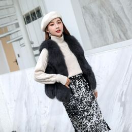Women's Fur & Faux Autumn Winter Real Vest Coat Women Fashion Korean Elegant Sleeveless Short Vests Jacket Manteau Femme Hiver ZL641Women's