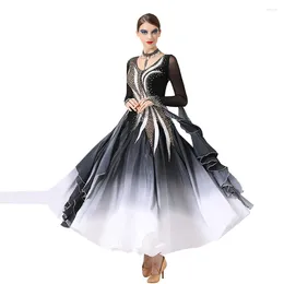 Stage Wear Waltz Ballroom Competition Dress Dance Performance Costume Rhinestones Chiffon Practice Evening Gowns Concert Outfit