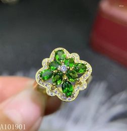 Cluster Rings KJJEAXCMY Fine Jewellery 925 Pure Silver Inlaid Natural Diopside Gemstone Lady Ring Support Detection