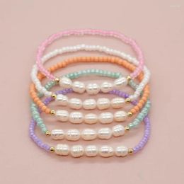 Strand Rice Bead Bracelet Pearl Originality Colour Hand Knitting Bohemia Adjustable Tide Simple Beaded