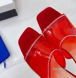 Fashion summer slippers Amina Italy muaddi Julia heel height 75cm refreshing transparent PVC nail slip sandals material