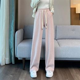 Women's Pants Snow Neil Narrow Edition Wide Leg Plush Autumn And Winter Drawstring Sports Small Sagging Wavy Rice