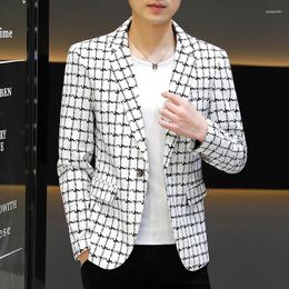 Men's Suits Boutique Blazer Single West Small Suit Checked Party Smart Trend Jacket Fashion Matching Top