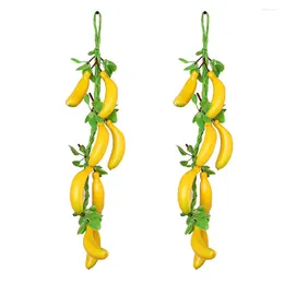 Party Decoration 2 Pcs Simulated Banana Hanging Skewers Pendant Home Decorations Fruit Kids Ornament Wall Craft