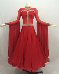 Stage Wear Standard Ballroom Dance Dress Adult Elegant Red Waltz Dancing Costume Women Competition Dresses