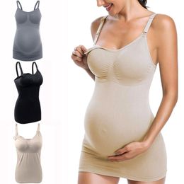 Sleep Lounge Breastfeeding Tank top Breastfeeding Vest High Elastic Upper Button Buckle Maternal Nursing Bra Underwear pregnancy clothes 230404