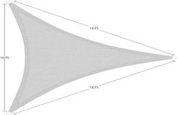 Sun Shade Sail 16 ft Triangle Sun Shade UV Block Sail Canopy Awning for Patio Backyard Garden5170093