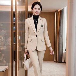 Women's Two Piece Pants Autumn Winter Formal Blazers Femininos For Women Business Work Wear Suits Professional Outfits Trousers Set