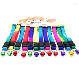 Dog Collars Fashion Colourful Pet Cat Collar Nylon Neck With Bell Adjustable For Small Animals Products