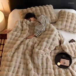 Blankets Solid Colour Luxury Blanket Fashion Warm Home Throw Living Room Bedroom Winter Decoration Thickened Furry Sofa Beds End