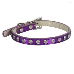 Dog Collars Bling Diamante PU Leather Rhinesotnes Crystal Sutdded Pet Puppy Cat Neck Strap Ajustable 8-11''