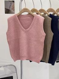 Women's Vests Streetwear Sweater Vest For Women 2023 Autumn Chic Winter Vintage Sleeveless Fashion Casual V Neck Loose