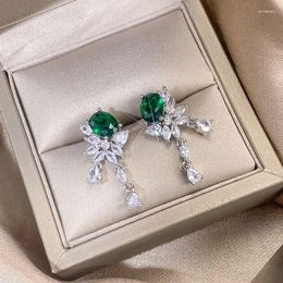Dangle Earrings S925 Sterling Silver Pure Emerald Drop Earring Orecchini Aros Mujer Oreja 925 Jewelry Gemstone Jewellry