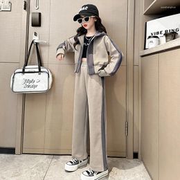 Clothing Sets Teen Girls Clothes Set Casual Zipper Hooded Sweatshirt Pants Kids 2Pcs Sports Suit Children Outfits 6 8 10 12 14 Yrs