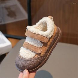 Boots Kids Baby Winter Warm Shoes Girls Boy Hook & Loop Fur For 2023 Child Girl Casual Ankle Padded Boot Non-slip Shoe 23-33
