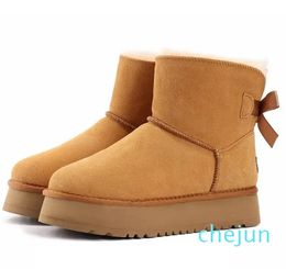 slipper platform Fur fluffy boots Womens Black Brown Chestnut australia Booties winter short Ladies ultra mini mid Sheepskin