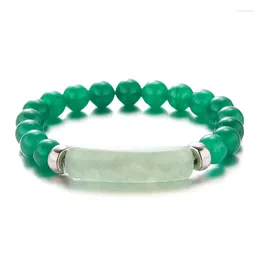 Strand Natural Stone Beads Bracelet Adjustable Round For Women Men Green Colour Elastic Fashion Jewellery